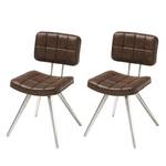 Lot de 2 chaises capitonnées Mimizan II Imitation cuir - Marron / Argenté