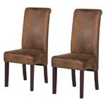 Chaises capitonnées Nello (lot de 2) Microfibre Marron vieilli