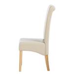 Chaise capitonnée Nello I Cuir régénéré - Crème - Lot de 2