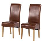 Chaise capitonnée Nello I Cuir régénéré - Cognac - Lot de 2