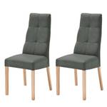 Gestoffeerde stoelen Paki (set van 2) kunstleer - Antracietkleurig/beukenhout
