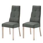 Chaises capitonnées Paki (lot de 2) Imitation cuir - Anthracite / Chêne de Sonoma