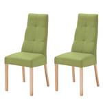 Chaises capitonnées Paki (lot de 2) Imitation cuir - Vert kiwi / Hêtre naturel