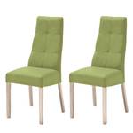 Chaises capitonnées Paki (lot de 2) Imitation cuir - Vert kiwi / Chêne de Sonoma