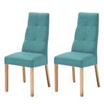 Gestoffeerde stoelen Paki (set van 2) kunstleer - Petrolblauw/eikenhout