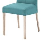 Gestoffeerde stoelen Paki (set van 2) kunstleer - Petrolblauw/Sonoma eikenhout