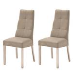 Gestoffeerde stoelen Paki (set van 2) kunstleer - Taupe/Sonoma eikenhout