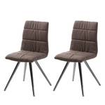 Chaises Puglio (lot de 2) Tissu - Marron foncé / Acier inoxydable