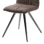 Chaises Puglio (lot de 2) Tissu - Marron foncé / Acier inoxydable