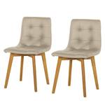 Chaises Saleno I (lot de 2) Cuir véritable - Limon / Chêne - Limon / Chêne