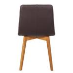 Chaises Saleno I (lot de 2) Cuir véritable - Limon / Chêne - Marron foncé / Chêne