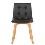 Chaises Saleno I (lot de 2) Cuir véritable - Limon / Chêne - Noir / Hêtre