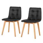 Chaises Saleno I (lot de 2) Cuir véritable - Limon / Chêne - Noir / Hêtre