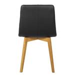 Gestoffeerde stoelen Ameros I echt leer - Zwart/eikenhoutkleurig