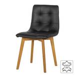 Chaises Saleno I (lot de 2) Cuir véritable - Limon / Chêne - Noir / Chêne