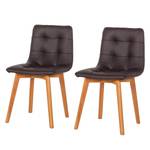 Gestoffeerde stoelen Saleno I kunstleer - Donkerbruin/beukenhoutkleurig