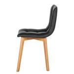 Chaises rembourrées Saleno II (lot de 2) Imitation cuir - Noir / Hêtre