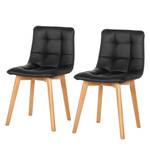 Chaises rembourrées Saleno II (lot de 2) Imitation cuir - Noir / Hêtre