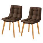 Gestoffeerde stoelen Saleno III geweven stof/massief eikenhout - Bruin/beukenhoutkleurig