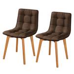 Gestoffeerde stoelen Saleno III geweven stof/massief eikenhout - Bruin/eikenhoutkleurig