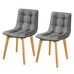 Chaises Saleno III (lot de 2) Tissu / Chêne massif - Gris / Hêtre