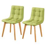 Gestoffeerde stoelen Saleno III geweven stof/massief eikenhout - Groen/beukenhoutkleurig