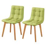 Gestoffeerde stoelen Saleno III geweven stof/massief eikenhout - Groen/eikenhout