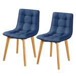 Chaises Saleno III (lot de 2) Tissu / Chêne massif - Bleu jean / Hêtre