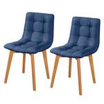 Gestoffeerde stoelen Saleno III geweven stof/massief eikenhout - Jeansblauw/eikenhout