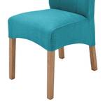 Chaises capitonnées Sarpsborg (lot de 2) Textile - Bleu pétrole / Chêne