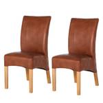 Gestoffeerde stoelen Sarpsborg II kunstleer antiek cognackleurig - Cognackleurig/eikenhoutkleurig