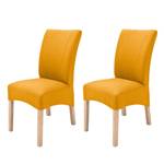 Gestoffeerde stoelen Alessia II geweven stof - Kerriegeel/natuurlijk beukenhoutkleurig