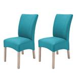 Chaises capitonnées Sarpsborg (lot de 2) Textile - Bleu pétrole / Chêne de Sonoma