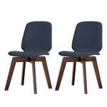 Gestoffeerde stoelen Stig I geweven stof/massief eikenhout - Stof Vesta: Blauw - Walnoot