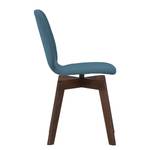 Gestoffeerde stoelen Stig I geweven stof/massief eikenhout - Stof Vesta: Petrolblauw - Walnoot