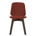 Chaises rembourrées Stig II (lot de 2) Tissu / Chêne massif - Tissu Vesta : Rouge - Noyer