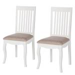 Gestoffeerde stoelen Summer Romance 2-delige set - geweven stof / massief acaciahout - creme / wit