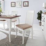 Gestoffeerde stoelen Summer Romance 2-delige set - geweven stof / massief acaciahout - creme / wit