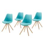 Eetkamerstoelen Paonia (4-delige set) kunststof/massief beukenhout - Babyblauw