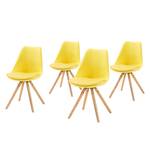 Chaises Thirza (lot de 4) Matériau synthétique / Hêtre massif - Jaune