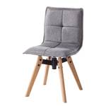 Gestoffeerde stoelen Crofton I (2-delige set) - geweven stof/massief eikenhout - grijs/eikenhout