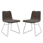 Chaises Vio Bar (lot de 2) Tissu / Acier inoxydable - Tissu Kira II : Marron