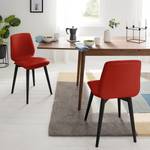 Gestoffeerde stoelen Wilga IV (set van2) echt leer - Eik - Rood