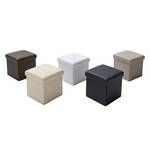 Gestoffeerde zitkubus Cube (met deksel) kunstleer - donkerbruin