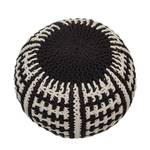 Pouf Bobble I Baumwollstoff - Schwarz / Creme