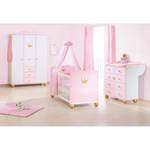 Set de chambre enfant Princesse Karolin Lit pour enfants, table à langer et armoire à vêtements - Pin massif - Blanc / Lasuré rose