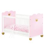 Prinzessin Karolin Sparset (3-teilig) Babybett, Wickelkommode & Kleiderschrank - Fichte massiv - Weiß/Rosa lasiert