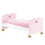 Set de chambre enfant Princesse Karolin 3 éléments - Lit pour enfants, table à langer et armoire à vêtements - Pin massif - Blanc / Lasuré rose