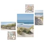 Impression d’art Beach Tregde Beige - Bleu - Textile - 70 x 50 x 4 cm