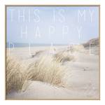 Bild Happy Place Beige - Blau - Papier - 51 x 51 x 3 cm